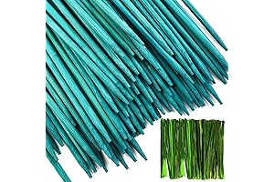 100PCS 18" Wooden Garden Stakes and 100PCS 4" Garden Ties, Green Bamboo...