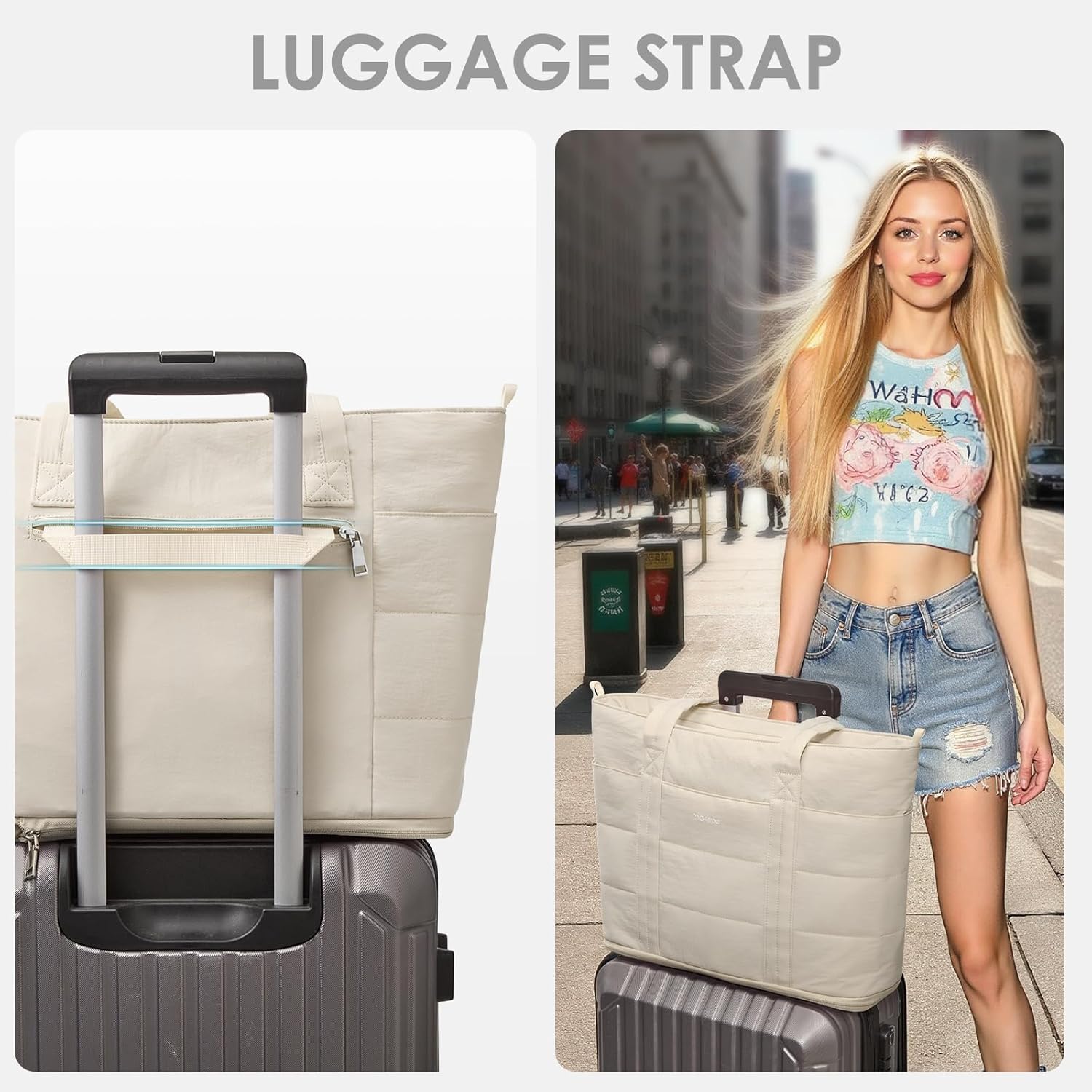 G4Free Tote Bag for Women,Puffer Work Bags with Zipper Compartments, Expandable Handbag for Travel Work Sport - Image 7