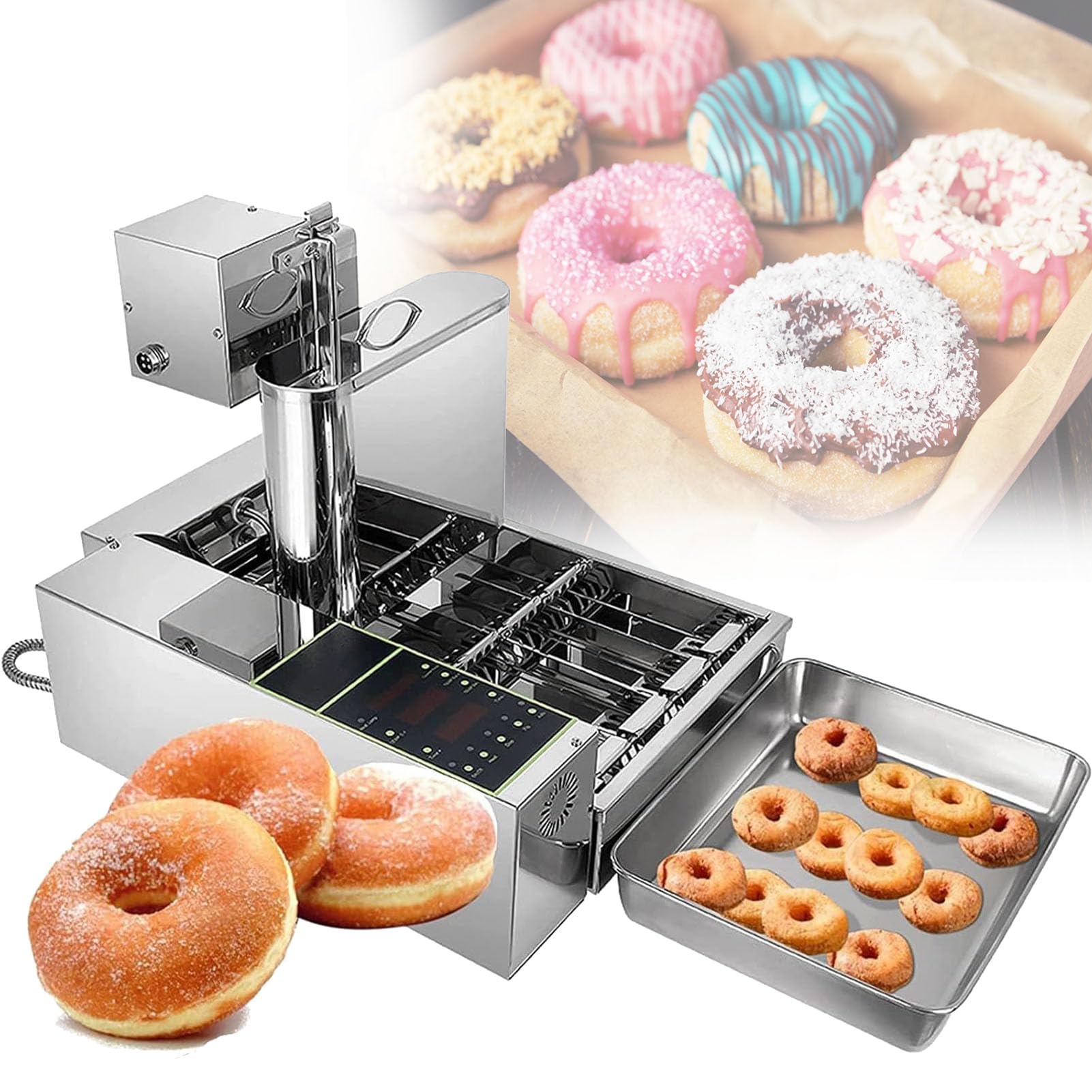 Aioneer Commercial Automatic Donut Fryer With Adjustable Thickness And High Output-Silver-Four rows
