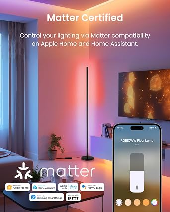 SwitchBot Smart Floor Lamp RGBICWW Voice/App Controlled Works with Alexa, Apple Home & Google, Matter, Warm & Cool White, 1200lm Music Sync, Lamp for Living Room for Bedroom Christmas/Holiday decor