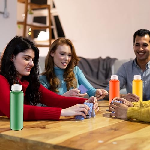 Miniatura 13 de Tanlade Paquete de 200 botellas de plástico para jugos con tapas, recipientes transparentes reutilizables para bebidas con tapas, botellas vacías