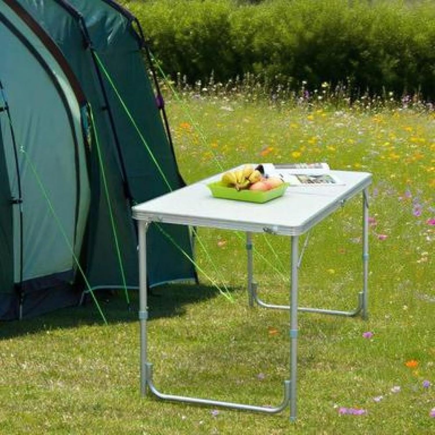 Aluminum Lightweight Portable Folding Outdoor Camping Table with Two Height Settings Legs, Modern Picnic Tables for Patio, Lawn & Garden