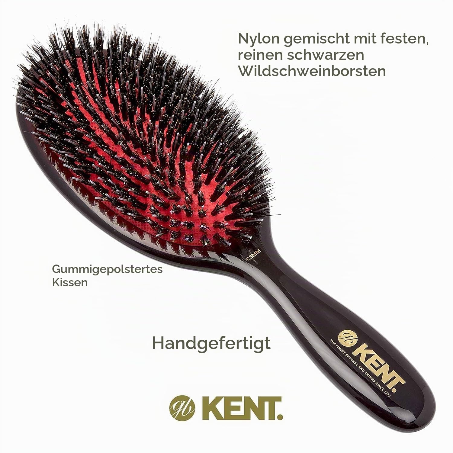 Kent Classic Shine Haarbrste, Borsten aus Nylon-Mix, Medium, tiefschwarz