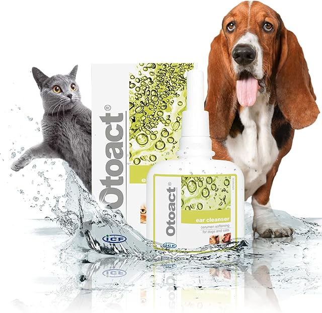 ICF | Otoact | Cat And Dog Ear Cleaner | Dog Ear Drops To Stop Wax Build Up, Head Shaking, Discomfort, Ear Odour & Scratching | Cat And Dog Ear Cleaning Solution | Dropper Bottle 100ml
