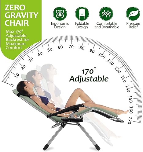 Miniatura 4 de Polar Aurora Zero Gravity - Silla reclinable ajustable y acolchada con cojín extraíble y reposacabezas, soporte para tazas, silla de patio portátil