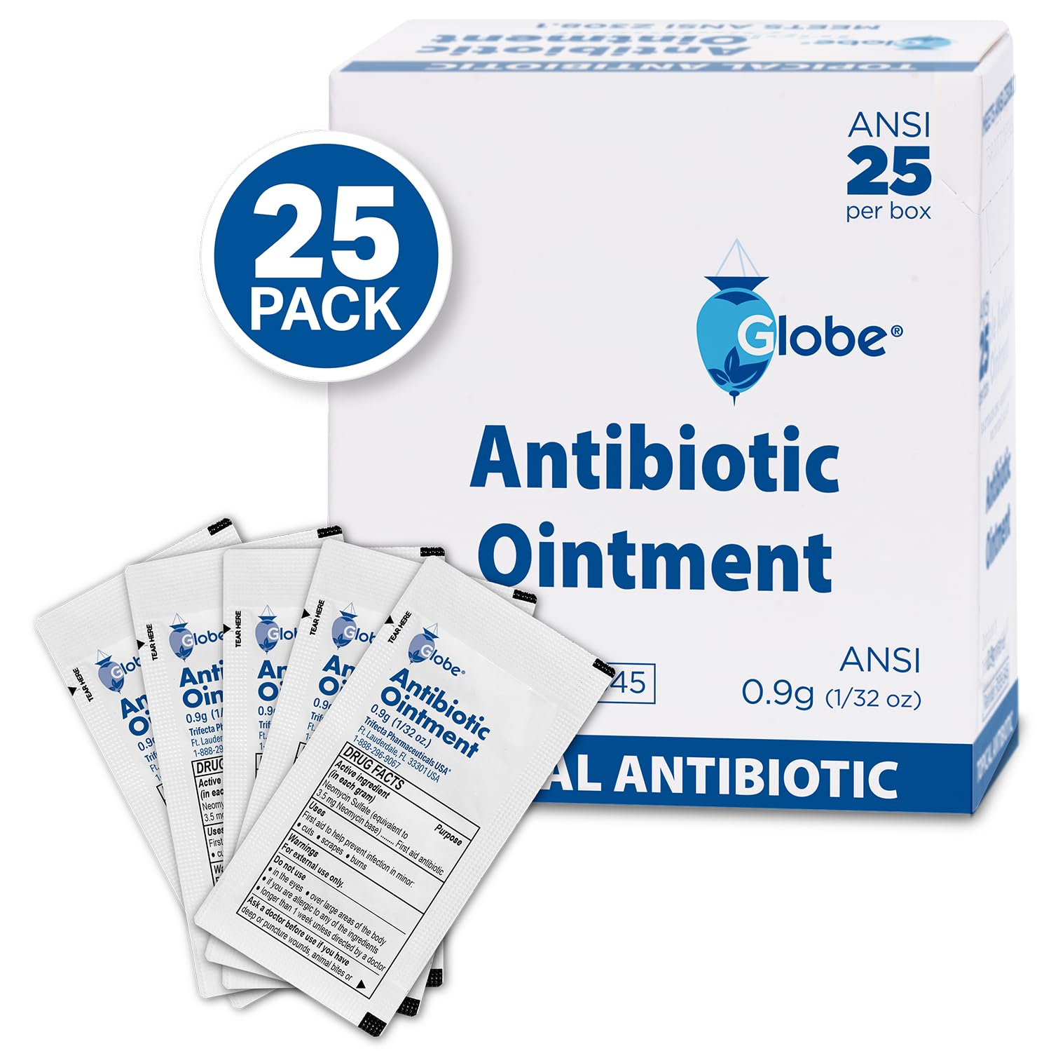 Globe 25 Packets Antibiotic Ointment, 0.9g Single Packet, First Aid Kit — Amazon image 3