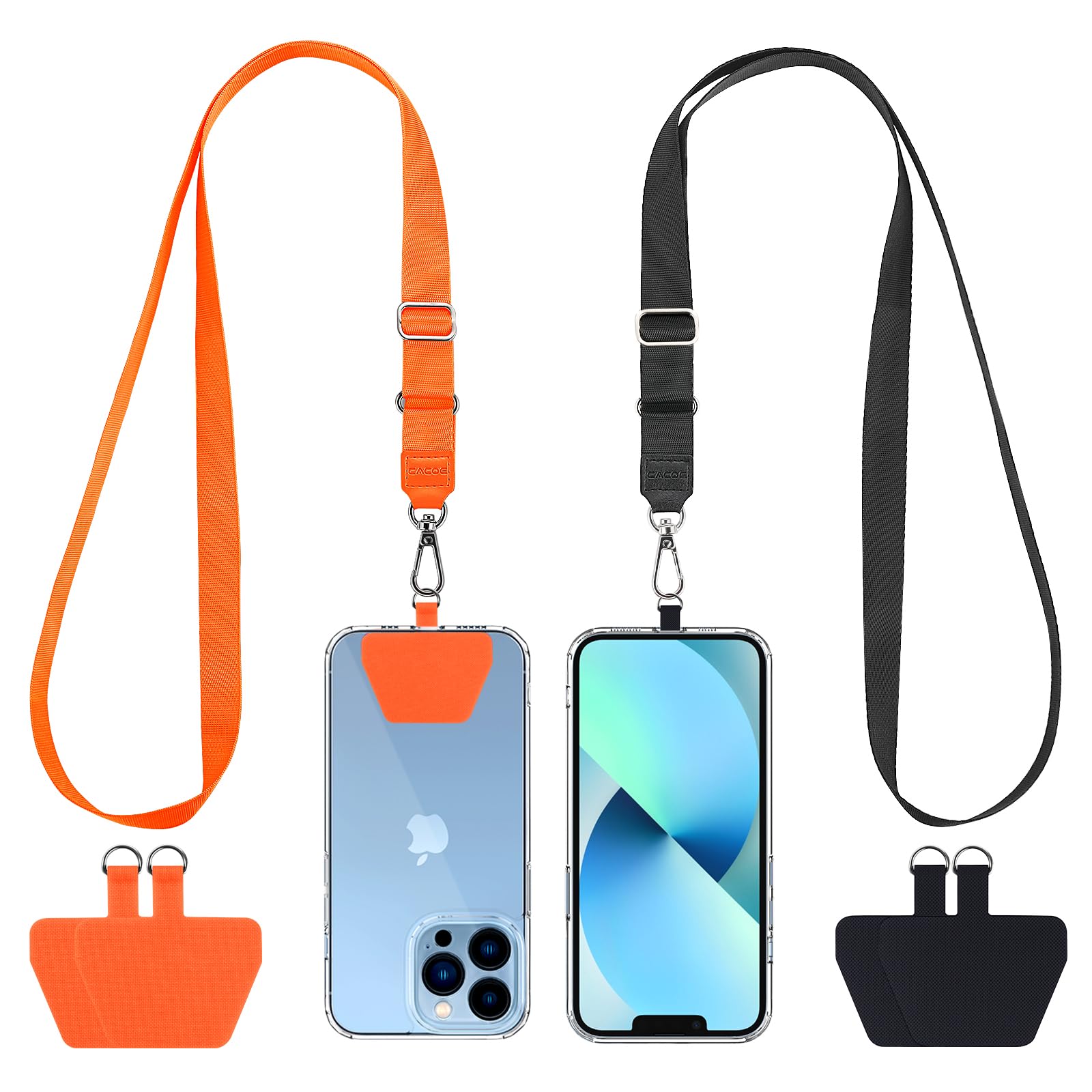 CACOE Universal Mobile Phone Chain, 2 Pcs Adjustable Collar Lanyard and 2 Pcs Durable Patches, Lanyard Mobile Phone Neck Strap Compatible with Most Smartphones — view 17