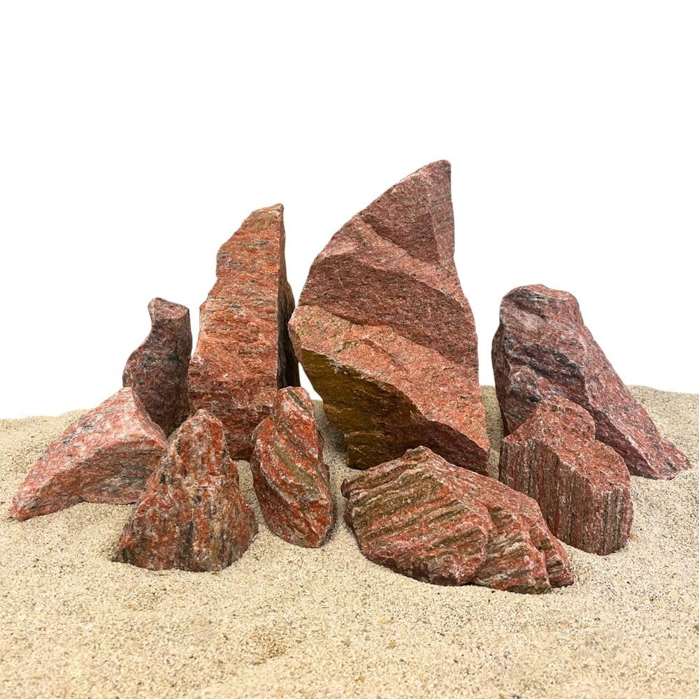 AquaOne Aquariumsteine Red Wood Rock Stein I Naturstein 25 kg Mix Größe M-XL I Natursteine mit holzähnlicher Maserung für Aquascaping und Naturaquarien