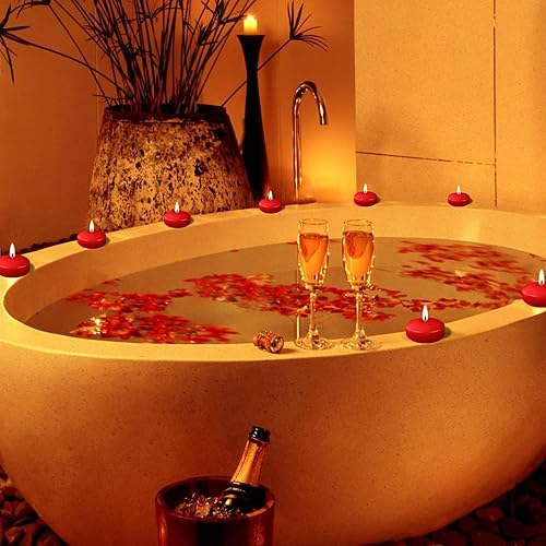 Miniatura 3 de Paquete de 4 centros de mesa de velas flotantes, velas flotantes rojas de 2 pulgadas sin perfume, velas de larga duración de 5 horas para el día de