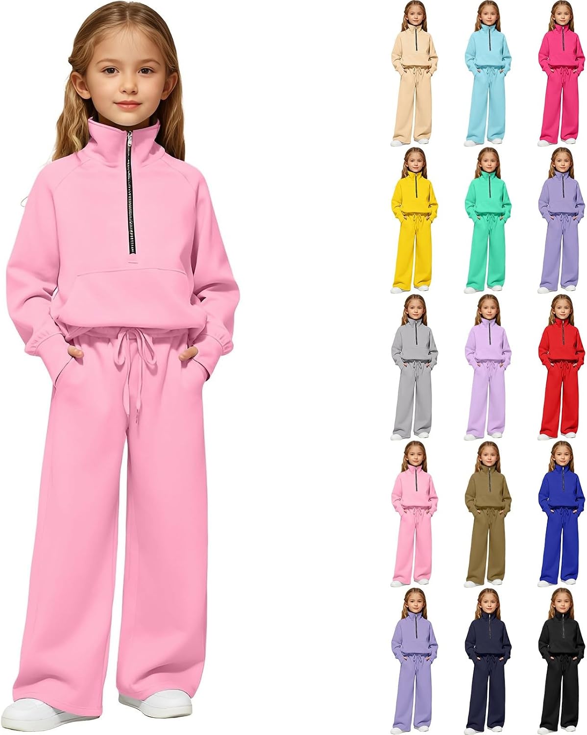 Toddler Girl Clothes 2 Pcs Outfits Girls Tracksuit Activewear Long Sleeve Checkered Sweatshirts Sweatpants