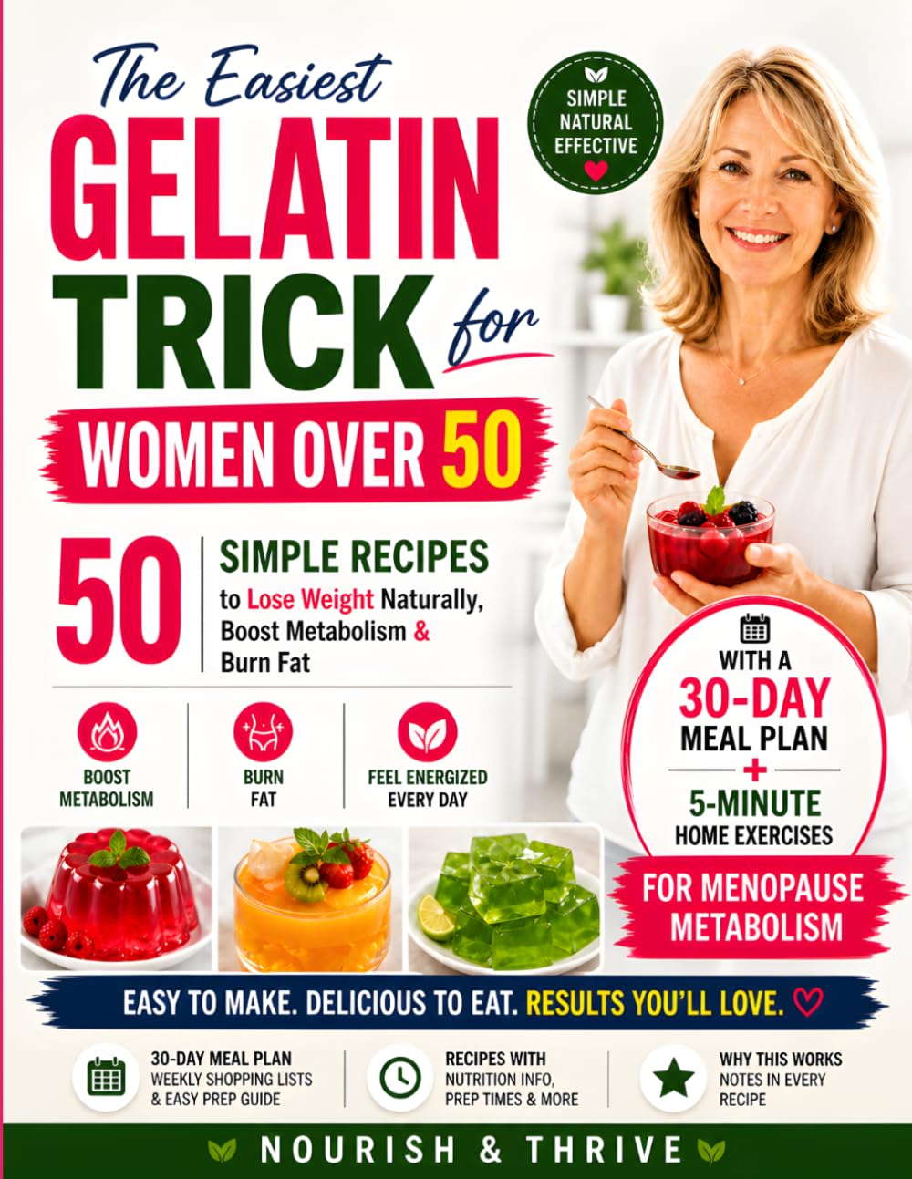 The Easiest Gelatin Trick for Women Over 50: 50 Simple Recipes to Lose Weight Naturally, Boost Metabolism & Burn Fat - With a 30-Day Meal Plan + ... Menopause Metabolism (The Conscious Table)