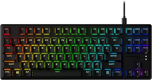 HyperX Alloy Origins Core Pbt- Aqua USB-C Mechanical Switch RGB Gaming Keyboard, Pbt Keycaps, Compact, Durable Aluminum Body, Adjustable Feet,…