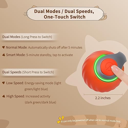 Miniatura 3 de Speedy Tail 2.0 - Juguete interactivo para gatos  Pelota inteligente para gatos con cola de plumas, juguete motorizado de movimiento automático para