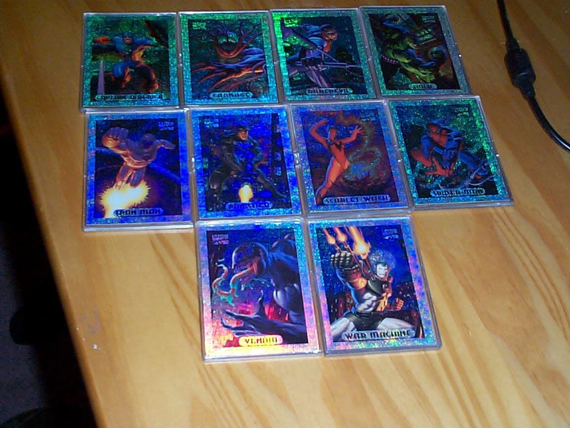 Marvel Masterpieces Silver holofoil Trading cards limited edition 1994 set Captain America, Spider-man, Hulk, Iron Man and more