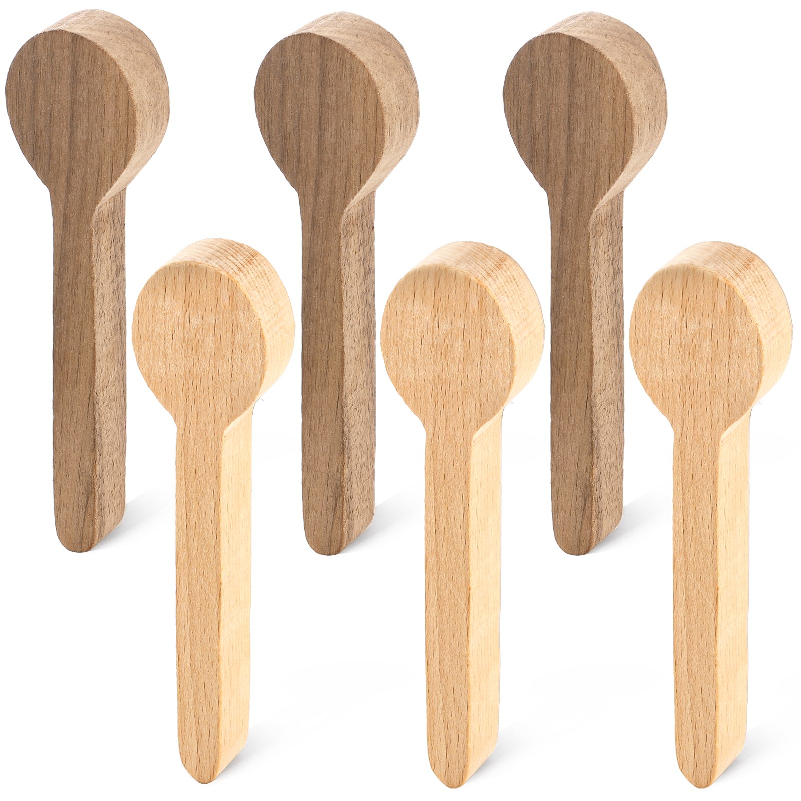 ZEAYEA 6 Pcs Wood Carving Spoon Blank, Wooden Blank Spoon for Beginner Whittling Beech and Walnut Unfinished Wooden Craft for Carving
