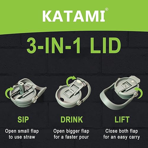 Miniatura 5 de KATAMI Vaso de 30 onzas con asa y popote abatible  Aislado al vacío  Tapa 2 en 1  Cabe en el portavasos  Se mantiene caliente durante 6 horas y frío