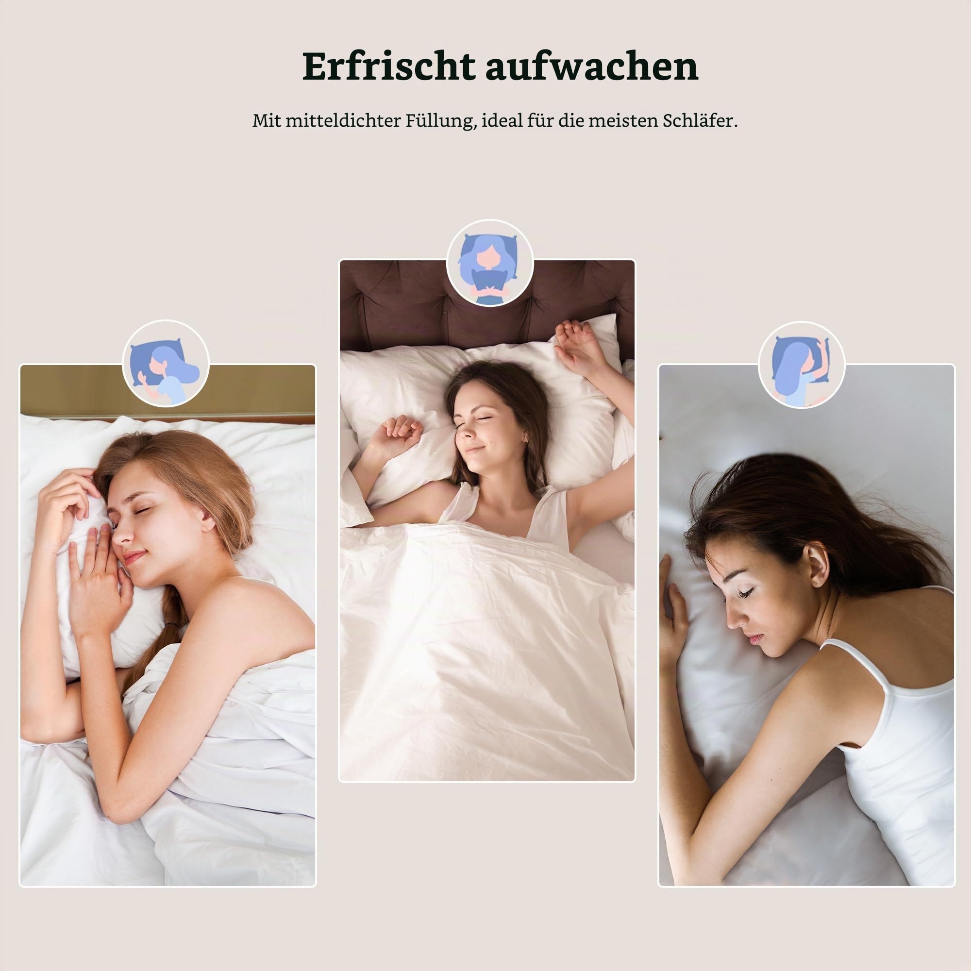 Deodar Daunenkissen Federkissen 80x80 | 2er Set | Für Allergiker Geeignet | 1KG Füllungen | 3 Kammer Atmungsaktiv Hotel Qualität Kopfkissen | Baumwollbezug | Waschbar | Öko-Tex RDS Zertifiziert