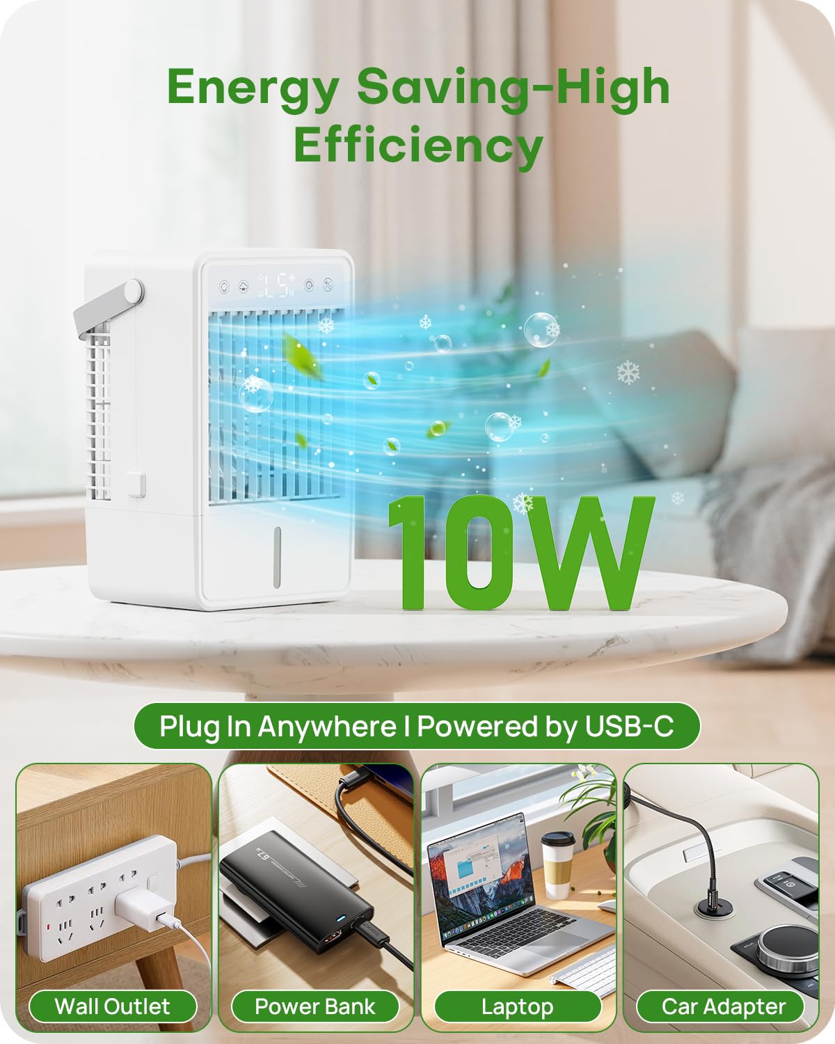 Aire Acondicionado Portatil con Mando a Distancia | Enfriador de Aire de 1500ML | 5 Intensidades y 3 Modos de Vapor | Temporizador 2/4/6/8/10 Horas y Luz RGB | Diseño Compacto para Dormitorio Oficina