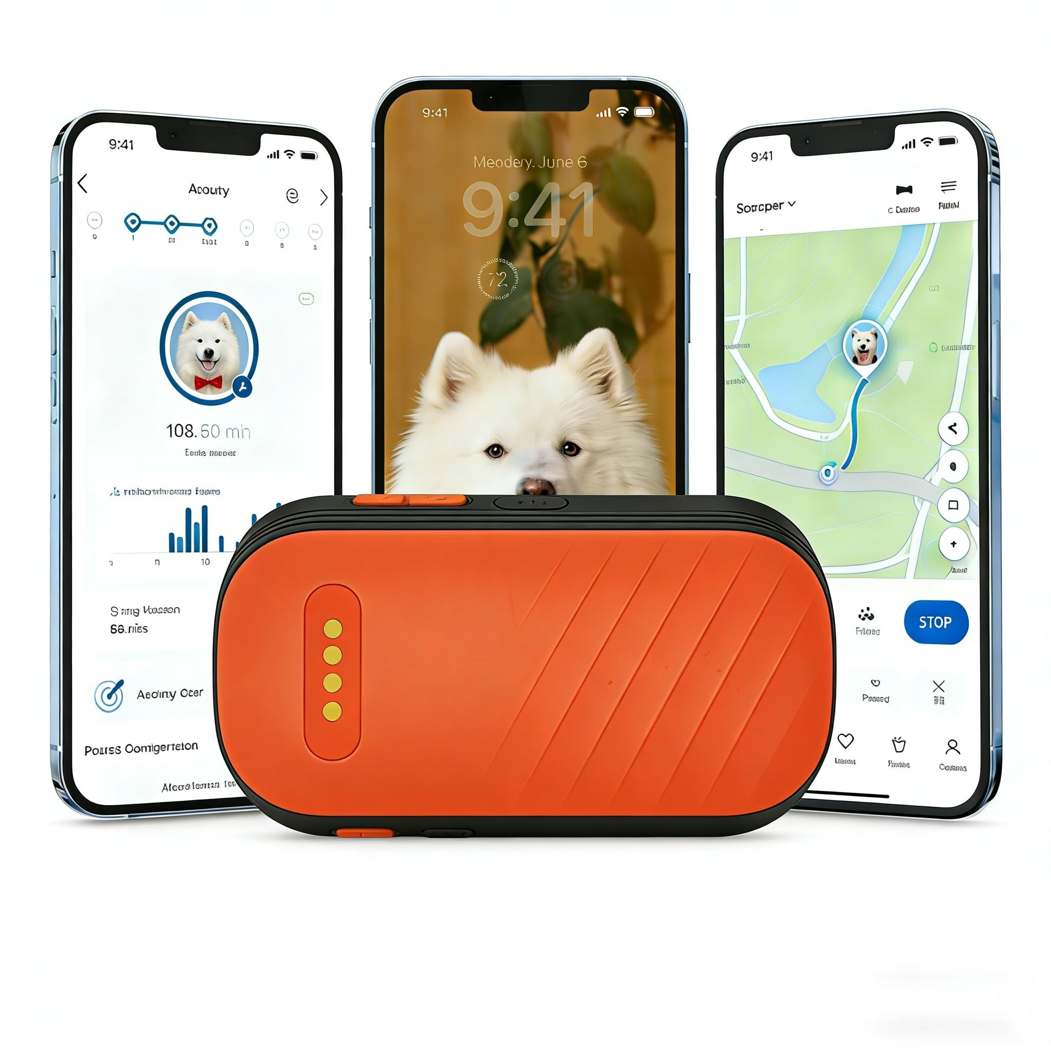 4G Smart GPS Pet Tracker with Real-Time Location Tracking,Waterproof, Historical Trajectory, Long Battery Life, Nationwide Coverage, Fits All Collars(Subscription Required)
