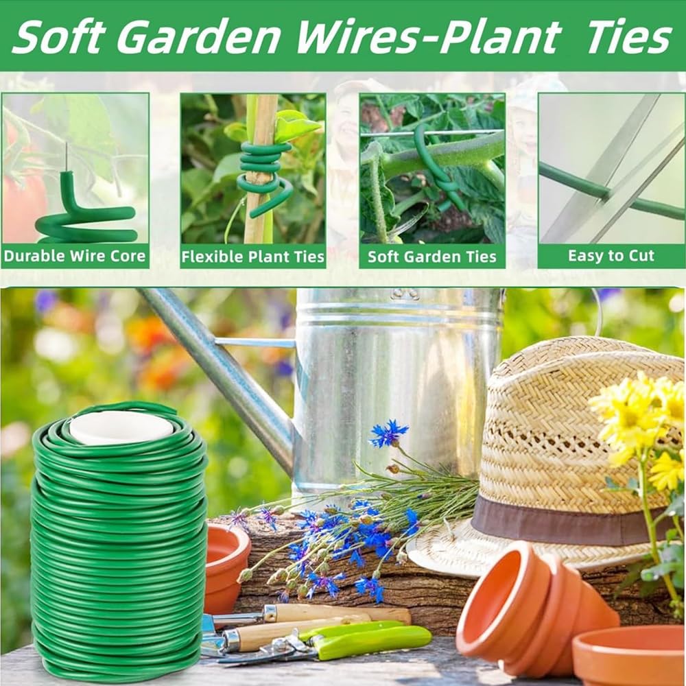 Pflanzendraht Gummiert 3,5mm - 40m Gartendraht Für Kletterpflanzen & Blumen