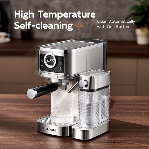 Miniatura 5 de Máquina de café expreso, máquina de capuchino de 20 barras con espumador de leche automático, cafetera de un toque para café con leche con filtros,