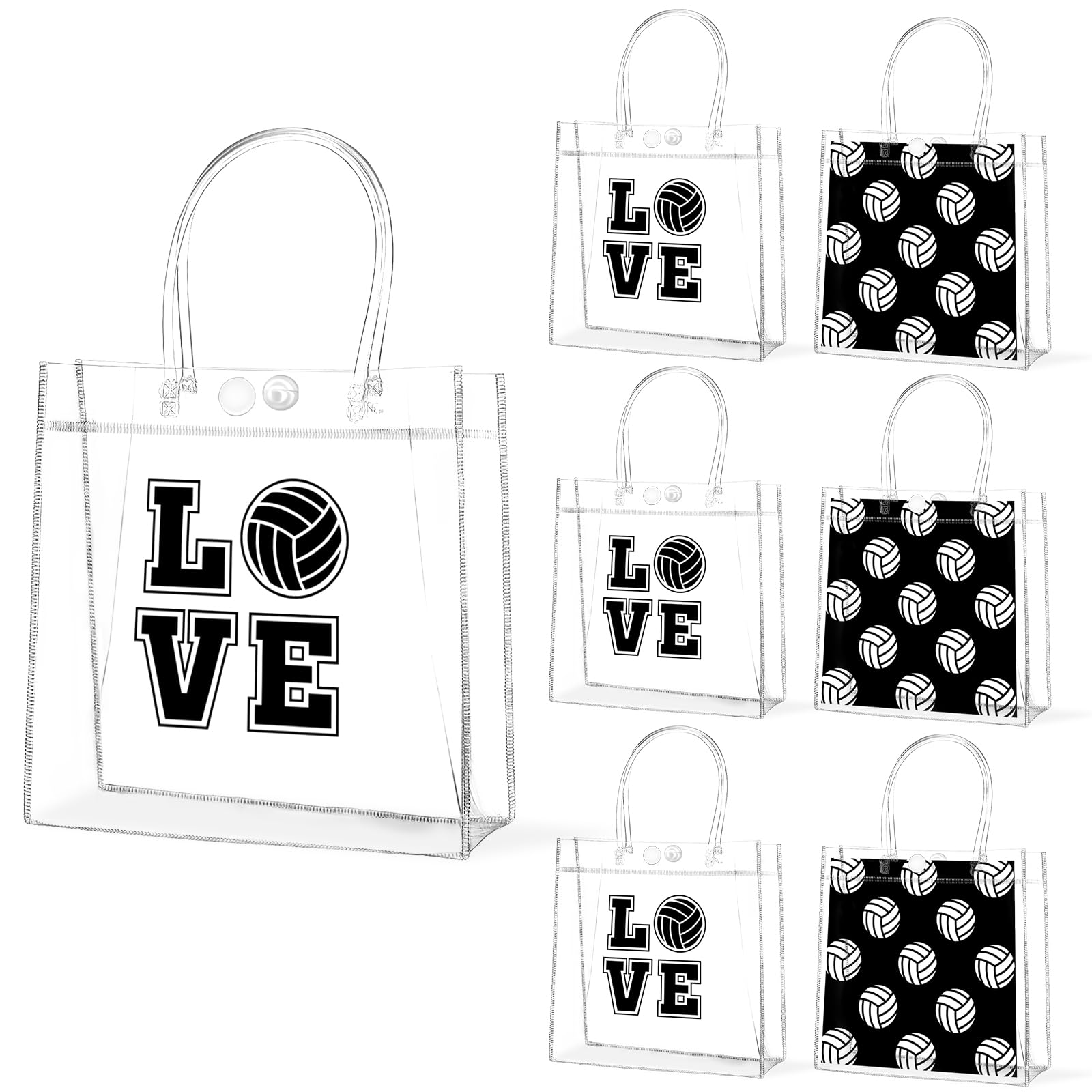 Lonfliness 24Pcs Volleyball Clear PVC Gift Bags With Handles Bulk Sport Theme Goodie Treat Candy Bags Team Present Wrap Bags for Boys Birthday Party