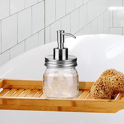 Miniatura 6 de Amolliar Dispensador de jabón líquido en tarro Mason de 10 onzas, tapa de bomba de acero inoxidable, bonita decoración de granja para cocina, baño,