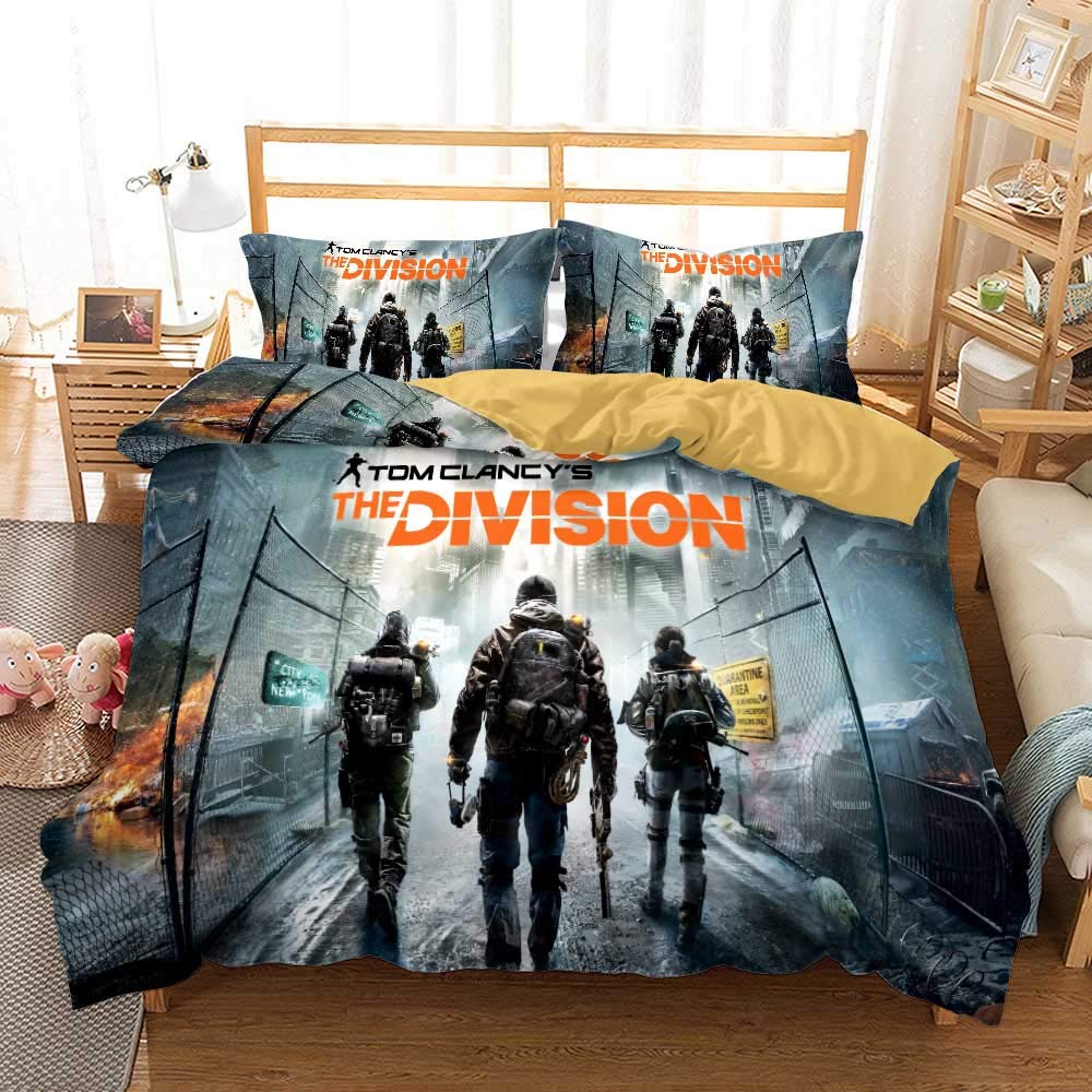 Ste-X Style 02 Bedding Set 135X200cm Multiple Sizes Tom Clancy's The Division Duvet Cover 52% Cotton Soft Comfortable Duvet Cover + 2 Pillowcase 80X80cm (220X230cm(King),)