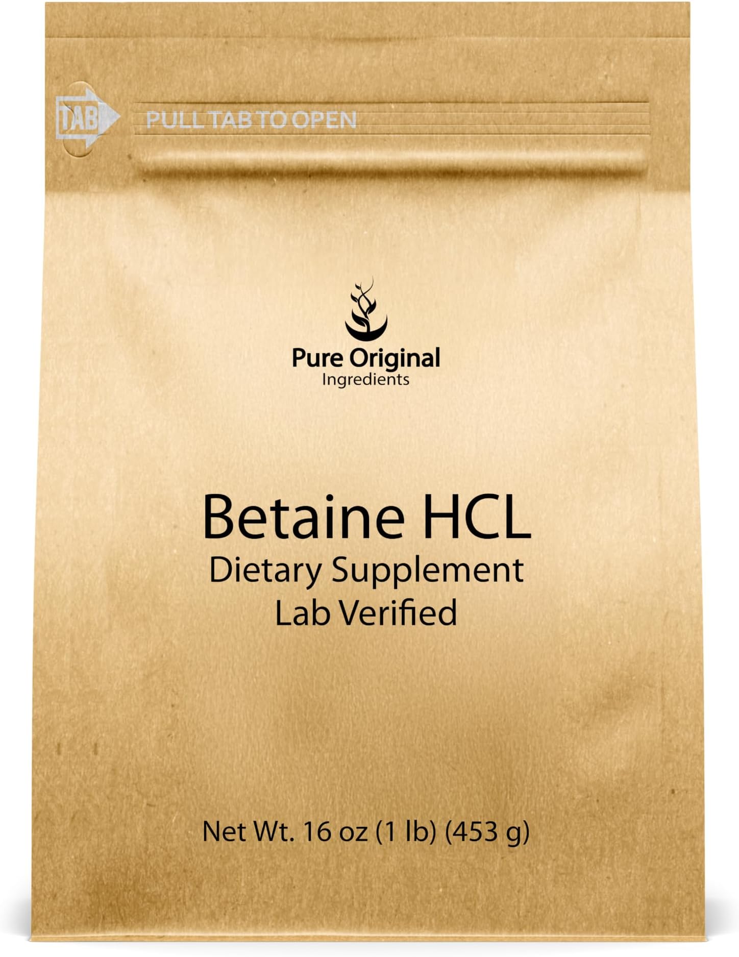 PURE ORIGINAL INGREDIENTS Betaine HCL 1 lb, No Additives or Fillers, Lab-Verified Supplement