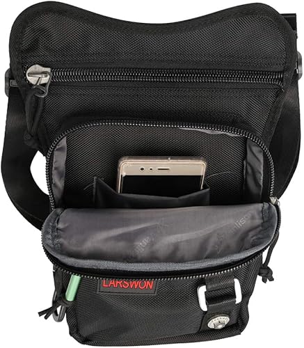 Miniatura 3 de Larswon - Bolsa cangurera para ajustar al muslo, riñonera táctica para la pierna y cintura, bolsa de motocicleta impermeable, verde