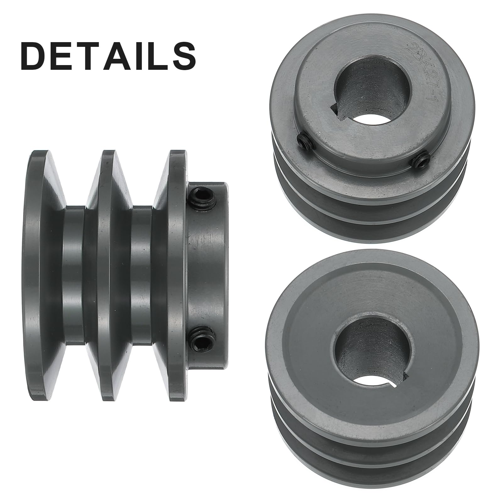 QUARKZMAN 2BK27-1 Puleggia A V Con Foro Da 1" X Diametro Esterno 2.85" Doppia Scanalatura Puleggia Con Anima Forata Su Misura Ghisa Sezione Cinghia Per Cinghia 3L O B