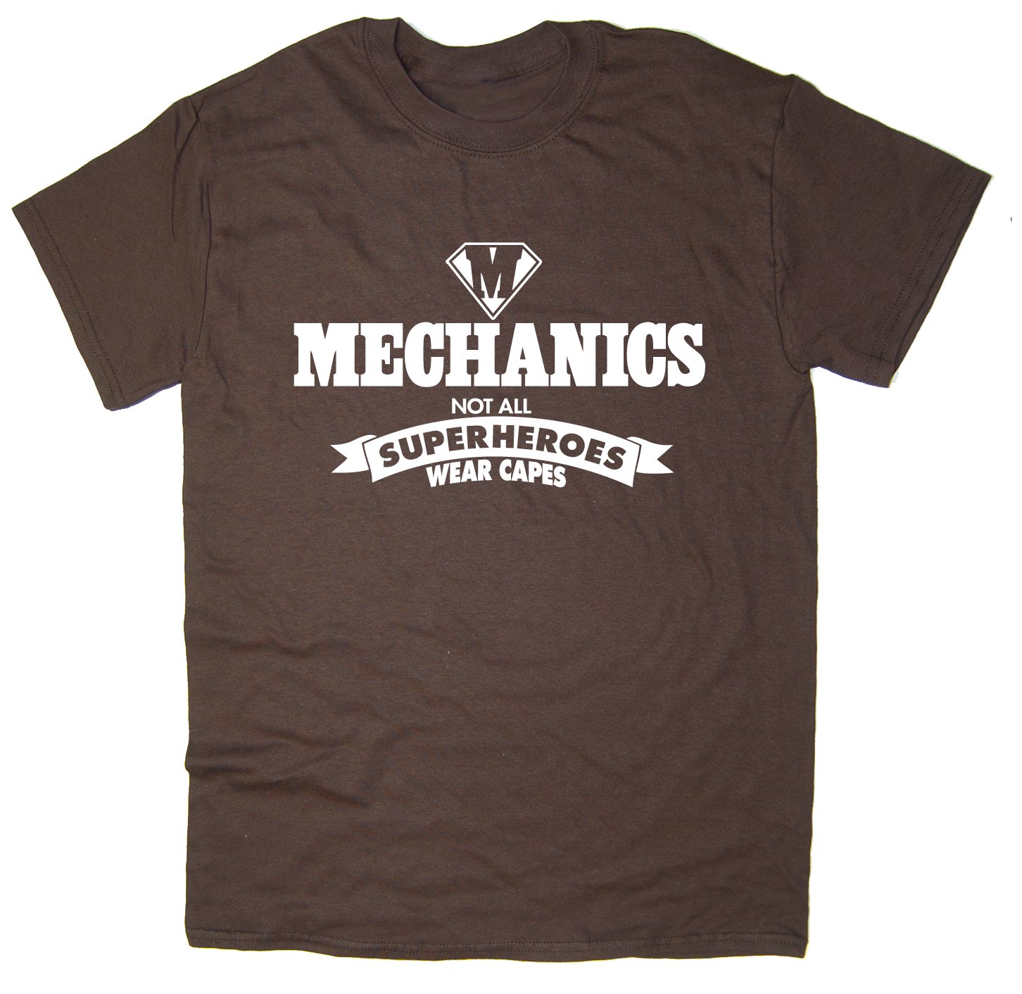 Rocket Fuel Clothing Men's Brown Rocket Fuel 'Mechanics - Not All Superheroes Wear Capes' Funny Printed T-Shirt - Xl