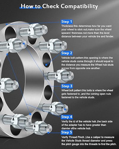 Miniatura 2 de ECCPP 4 espaciadores de rueda de 2 pulgadas de 8 x 6.5 a 8 x 6.5 pulgadas, 8 lengüetas de 4.967 in CB para Dodge Ram 2500 3500 para Ford F250 para