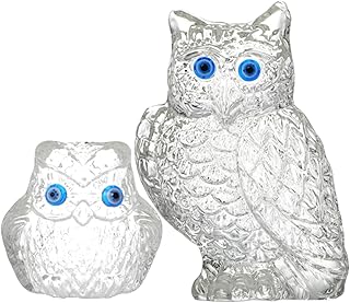 ガラスの置物 クリスタルフクロウとミニフクロウクリスタルガラスクリア装飾品動物キャビネット卓上装飾家の装飾