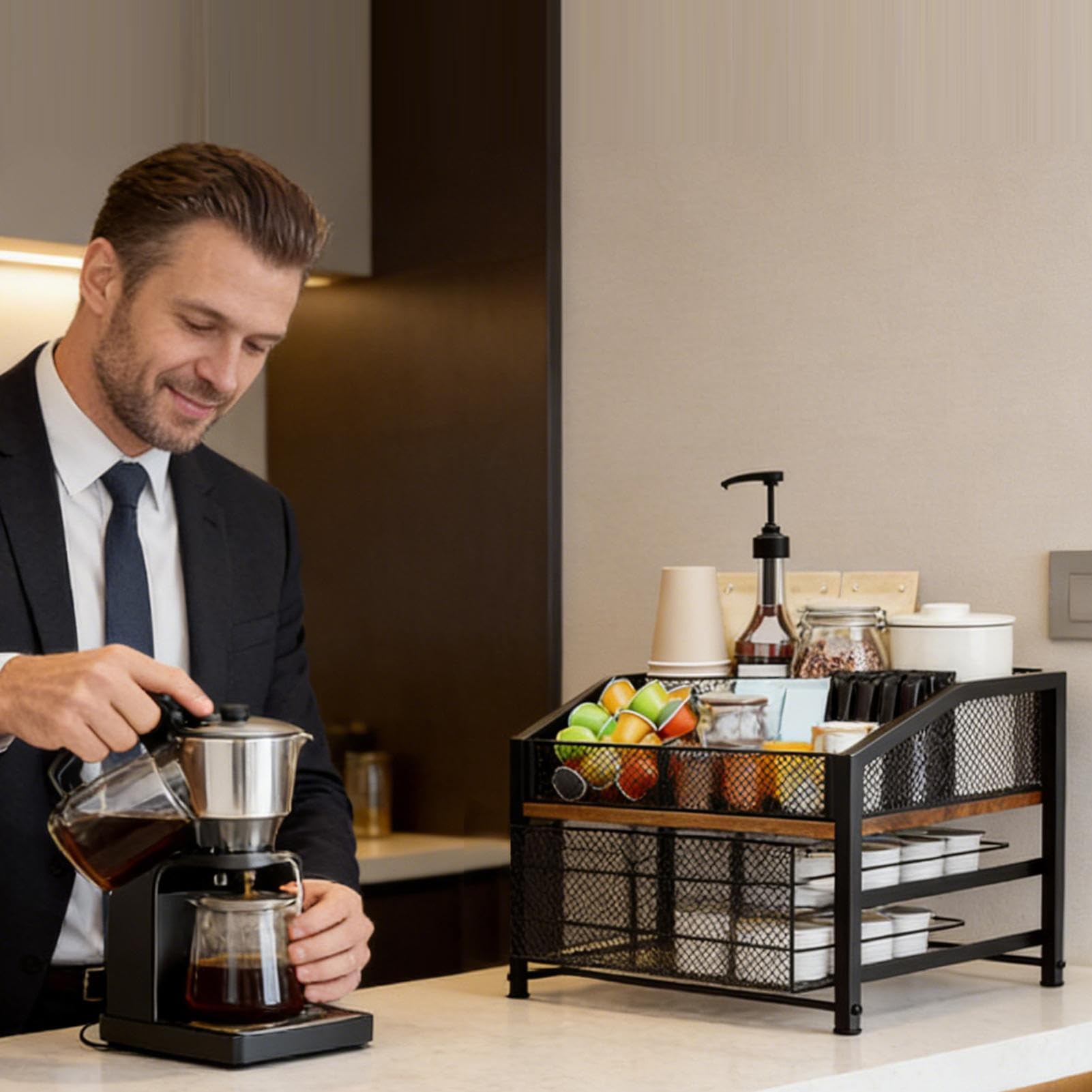 Kaffeekapsel-Organizer Großraum-Schubladenregal-Halter | Kapselhalter für Schublade, Arbeitsplatte, Küchenschrank, Wand Kaffee-Zubehör für Zuhause, Küche, Büro, Bar
