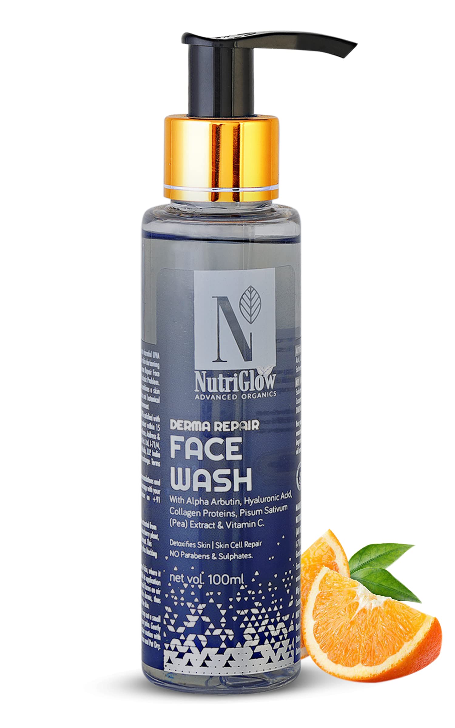 NUTRIGLOWAdvanced Organics Derma Repair Face Wash For Repair Cells, Skin Lighting, Soft & Supple Skin, Remove Dead Skin Cells, Clear Skin Impurities, 100ml