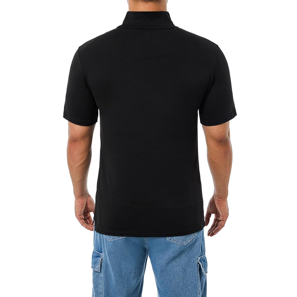 ブラック ハイネック 半袖Tシャツ Amazon | [WDFWORD] メンズ タートルネック tシャツ 半袖