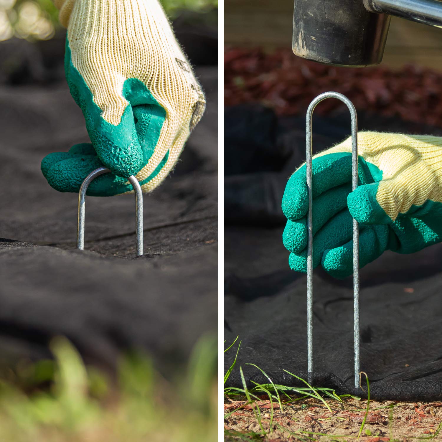 COM-FOUR® 100x Sledzie gruntowe wykonane z powlekanej stali | solidne sledzie gruntowe do mocowania wlóknin i folii - do ogrodu i kempingu - okragle