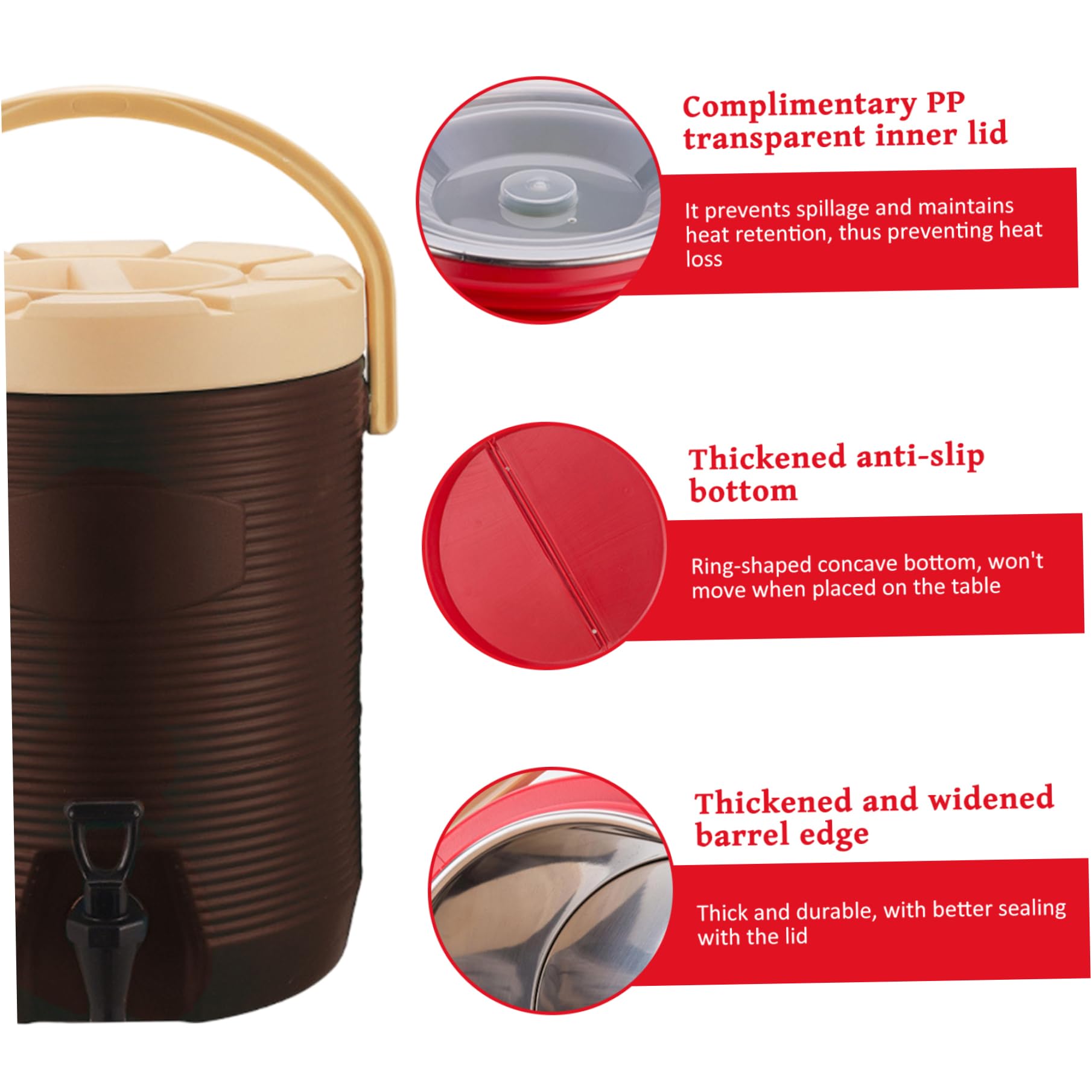 Dispensador de bebidas aislado con grifo Dispensador de bebidas frías y calientes de 2 galones con interior de acero inoxidable Jarra de agua aislada portátil para café, té, chocolate, leche y bebida