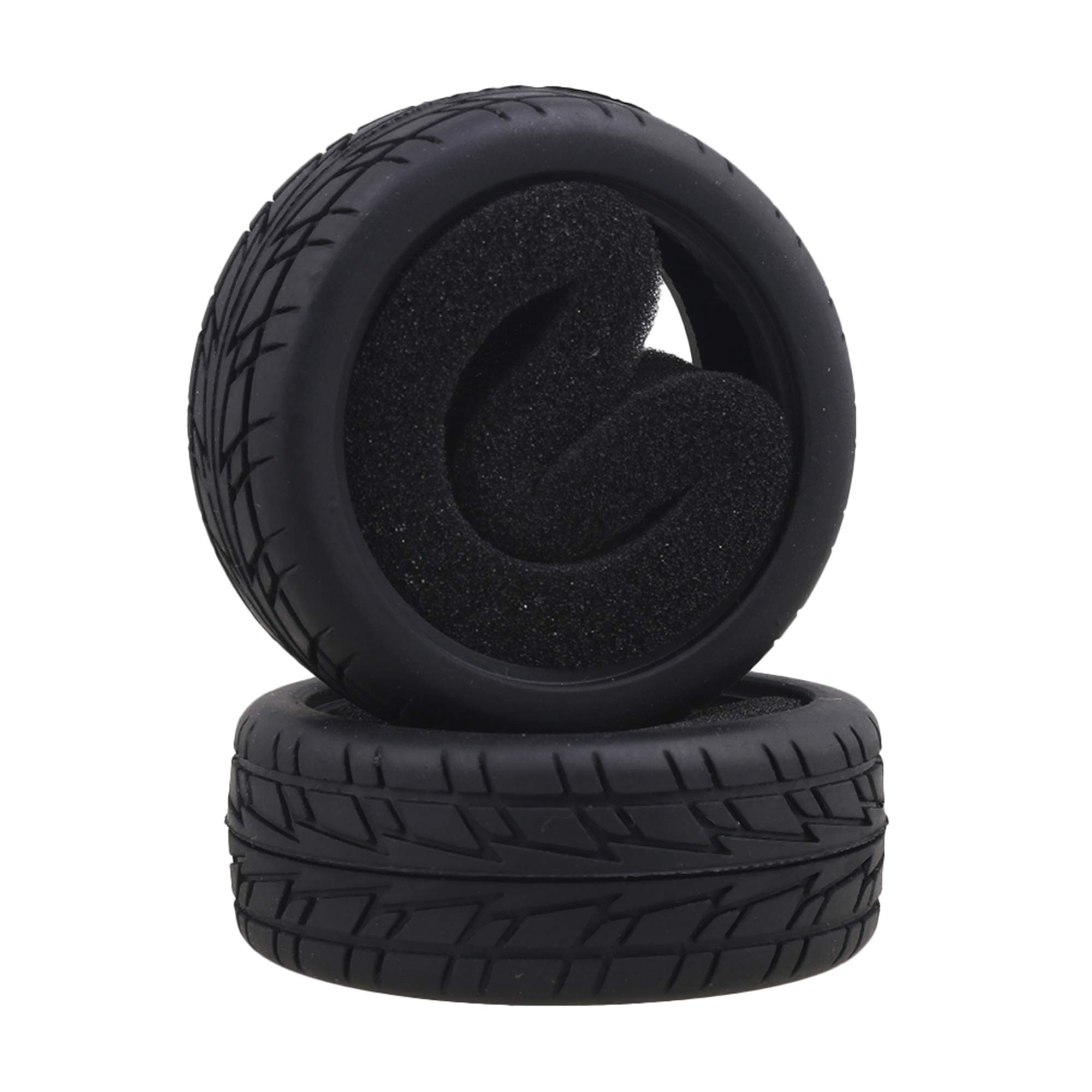 BQLZR Rc1:10 Grain Rubber Tire Cover Black Flame Pattern Rubber Tyre Repalcement for On-Road Car RC1:10 Pack of 4