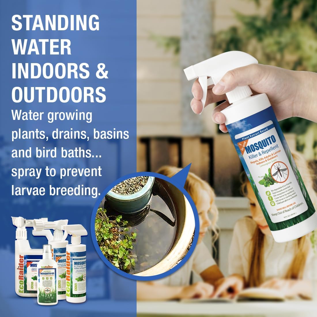 EcoVenger Mosquito Killer by EcoRaider Triple-Action Spray 16 oz, Kills All Stages + Larvae Control + Lasting Repellency, Indoor & Outdoor, Citrus Scent, Non-Toxic Plant Based Formula - Image 6