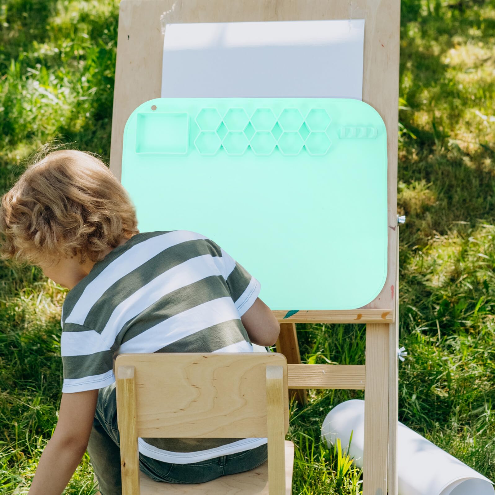 Malmatte für Kinder und Selbstgemacht Epoxidharz Silikonmatte Faltbar mit Kleinen Saugnäpfen Hellgrün Vielseitig für Aquarell und Farbmalerei Geeignet als Tischunterlage für Ton