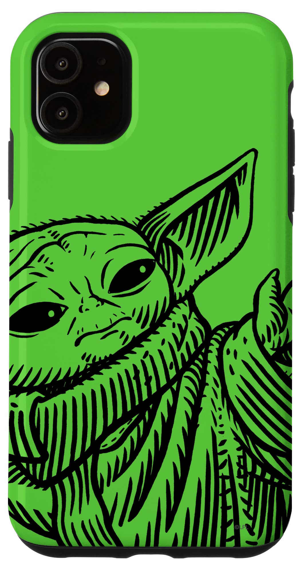 Coque iPhone 11 Star Wars Grogu avec finitions soignées et design Force vert