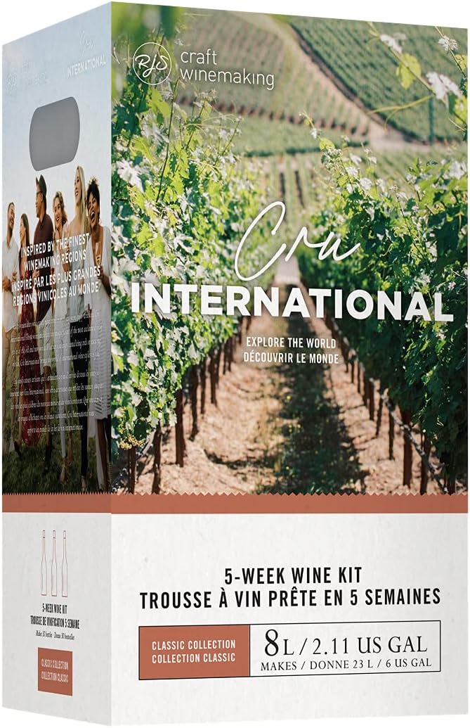 Cru International Wine Making Kit - Merlot. Makes 30 Bottles. Comes with 30 Free Corks, Shrink Caps, Labels, Sterilizing and Cleaning Powders.