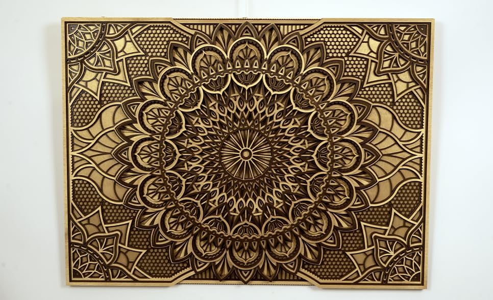 Miniatura 1 de BHDecor Decoración de pared para el hogar, paneles de MDF colgantes de mandala de madera tallados con corte láser multicapa para decoración, obra de