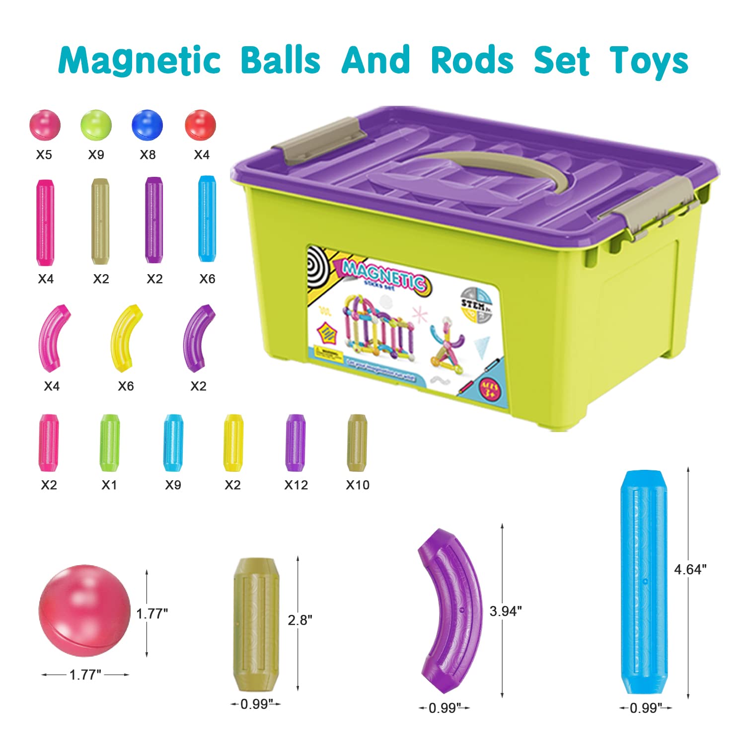 Huaker 88 Piece Balls and Rods Building Toys