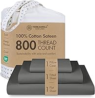 Vista 10 de Threadmill Sábanas para Cama Individual – 800 Número de Hilos Jacquard Celine Gris Oscuro, 100% Algodón Natural Juego de Cama de 3 Piezas a Rayas