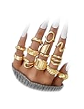 Chunky Gold Stackable Rings for Women Non Tarnish, 18K Gold-Plated Statement Open Stacking Rings, Knuckle Band Ring Set