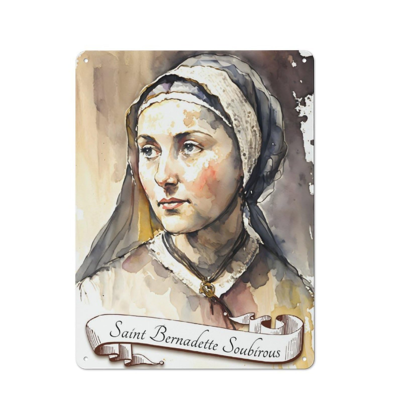 Junmoney Saint Bernadette Soubirous Rustic Metal Sign 40X30cm For Guest Room Or Hallway, Suited To Hallway Wall Decor Fans