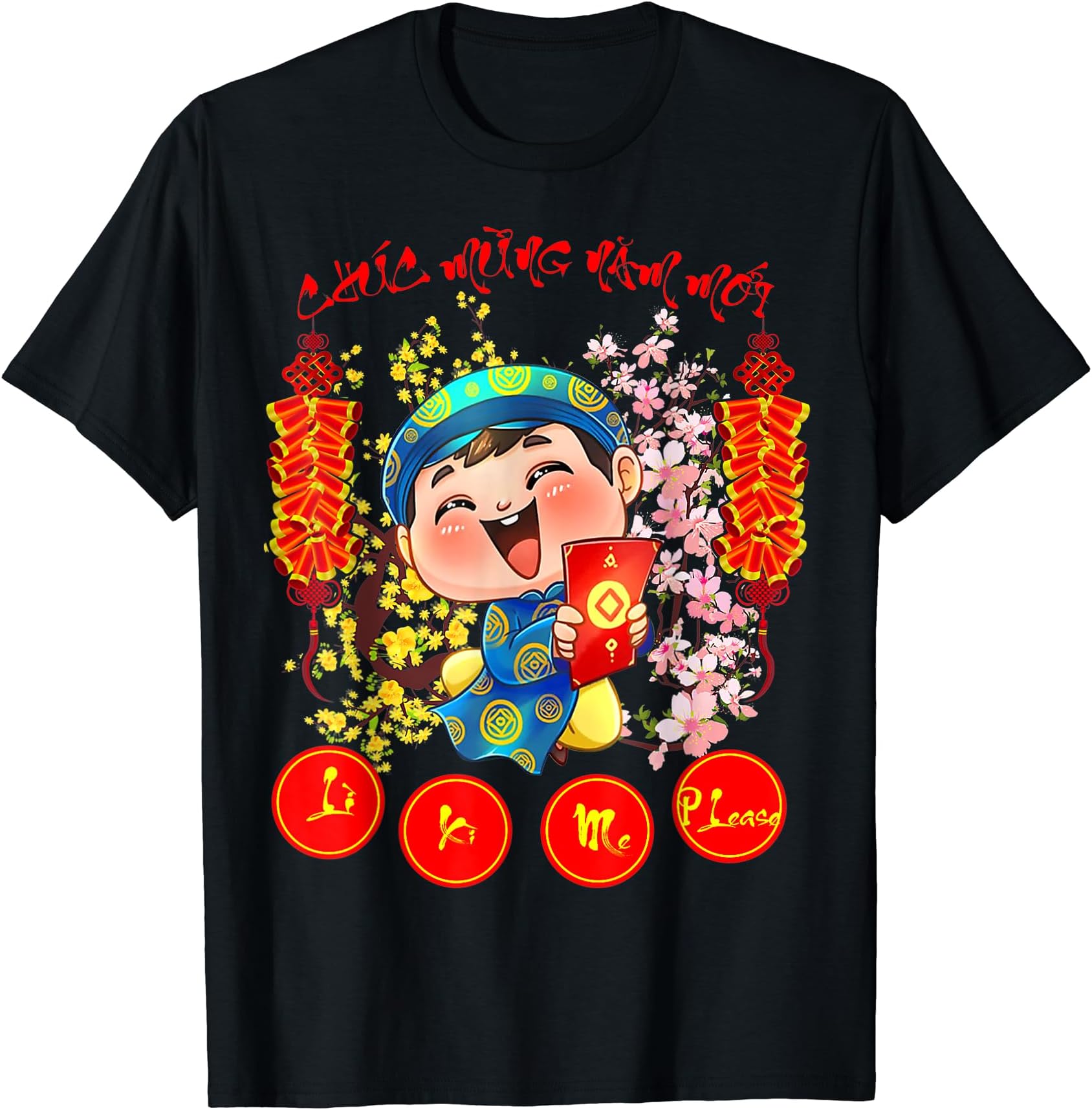 Boys Wearing AoDai LiXiMe Happies Vietnamese Quy Mao Years T-Shirt